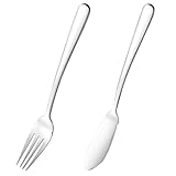 TOYANDONA Juego de Cubiertos Hogar y Restaurante 2 Piezas Acero Inoxidable Cuchillo para Pescado y Tenedor para Servir Vajilla Cocina Comedor
