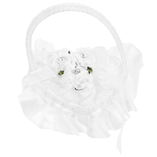 PRETYZOOM Heart Shaped Lace Wedding Ring Pillow Satin Engagement Ring Holder with Handle Elegant Wedding Decoration for Ceremonies and Special Occasions