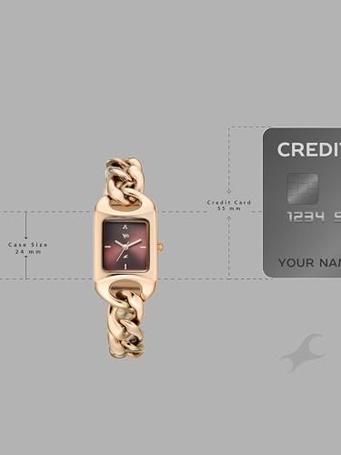 Image of Fastrack Vyb Prodigy with Quartz Analog Burgundy Dial Rose Gold Alloy Strap Watch for Girls - FV60125WM01W