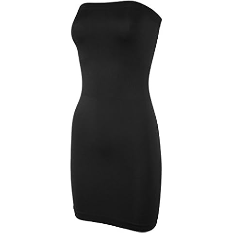 KMystic Seamless Strapless Tube Slip Dress (Black),One Size Cover