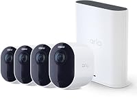 Arlo Ultra (3rd Gen - 2025 Release) 4K Wireless Security Camera + SmartHub, Battery Power, Home Security System, AI Generated Event Summary, 1-Month Trial of Secure Plan, 180° Field of View, 4 Cam