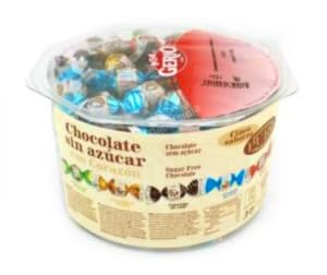 BOMBONES CORAZON Chocolate sin Azúcar, 5 Sabores, Bote de 1 kg