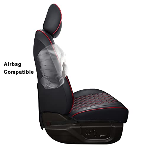 Huidasource Wrangler Jl Seat Covers 4 Door, Waterproof Leather Car Seat Cover Full Set, Custom Seat Cushion Covers Fit For Jeep Wrangler Jl 4-Door 2018-2023 With Rear Cupholder (Full Set/Black&Red) #TOP3