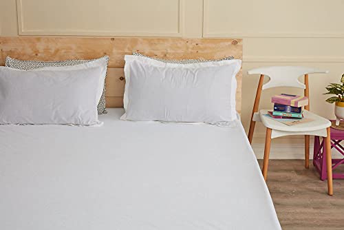 Image of Wakefit 100% Waterproof Premium Cotton Mattress Protector | Breathable and Hypoallergenic Ultra Soft Fitted Bed Protector 72 inchx42 inch - Single, White