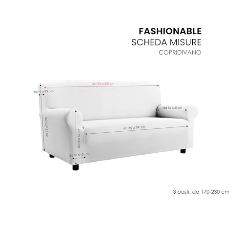 Housse de canapé extensible crème 3 places extensible - 3