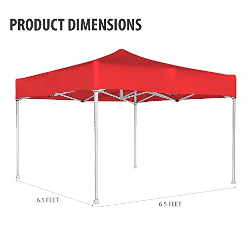 Image of OUTO Heavy Duty Gazebo Tent 6.5 ft | 16.8 Kg Strong Frame | UV Protection Foldable Pop-Up Canopy Tent with 4 Side Open | Outdoor Folding Tent for Garden, Terrace, Events & Promotional Use (Red)