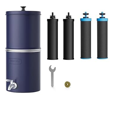 Waterdrop 2.25G Gravity Water Filter System, NSF/ANSI 42&371 Standard, Stainless Steel System with 4 Carbon Filters, Reduces 99% of Lead and Chlorine for Home, Camping, Emergencies