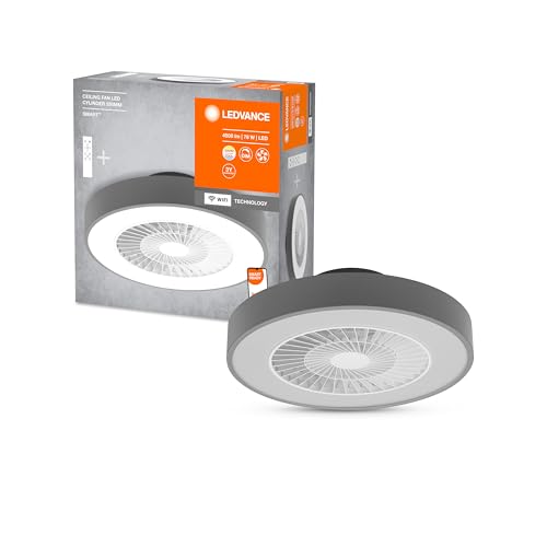 LEDVANCE Smart WiFi LED luce del ventilatore da soffitto, a forma di cilindro, grigio, dimmerabile,...