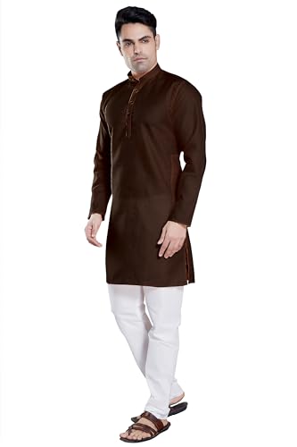 Image of DIVISIVE Men's Plain Cotton Blend Linen Slim Fit Kurta Pyjama Set