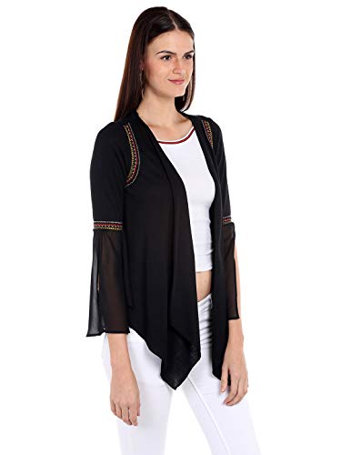 Image of FUSION BEATS Shrugs for Women, Open Neck Printed Shrugs Cardigan, Long Shrugs for Women, Sleeveless Sweater for Women, Overcoat for Women Summer Wear, Bohemian Shrugs for Women, Beach Wear