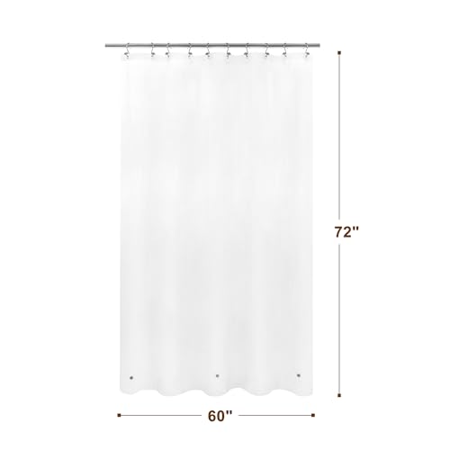 Image of Barossa Design 60 inch x 72 inch Frosted Shower Curtain Liner with 3 Magnets - Waterproof PEVA Shower Liner for Bathroom Stall, PVC Free, Metal Grommets - Frost, 60x72