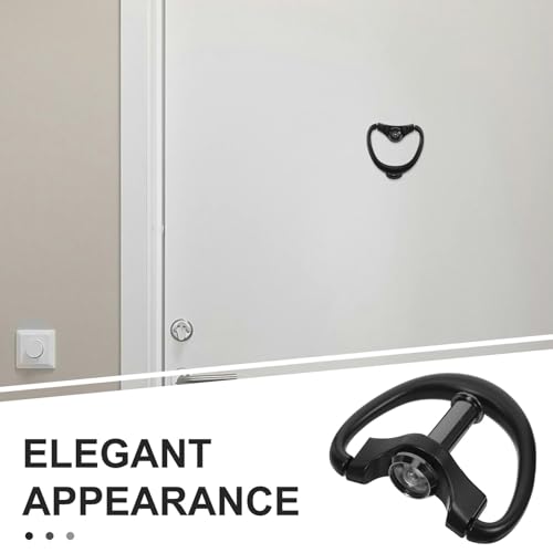Aldaba para puerta con ojo de gato de metal negro mate resistente 4