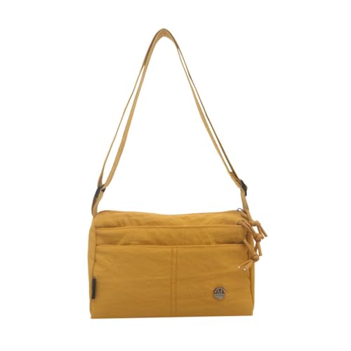 Sac bandoulière femme en toile jaune avec sangle réglable