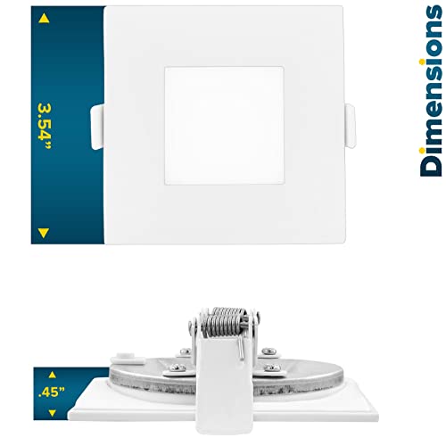 Sunperian 16-Pack 3 Inch Square Ultra-Thin Led Recessed Lighting With Junction Box, 5 Color Options 2700K/3000K/3500K/4000K/5000K, 8W, 540 Lumens, Dimmable Wafer Lights, Wet Rated, Ic Rated #TOP4