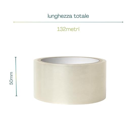 Generico Kimicart® Nastro Adesivo Trasparente per Imballaggio – 36 Rotoli 50mm x 132m – Silenzioso, Alta Resistenza, Uso Professionale