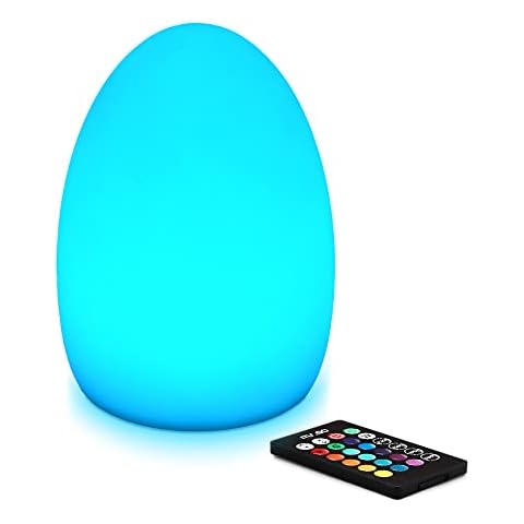Mr.Go 8-Inch Rechargeable LED Egg Light - Color Changing Mood Light with 16 RGB Colors & Brightness Control - Perfect Egg Night Light Lamp for Kids, Ambient Lighting for Living Room Patio Party Decor Cover