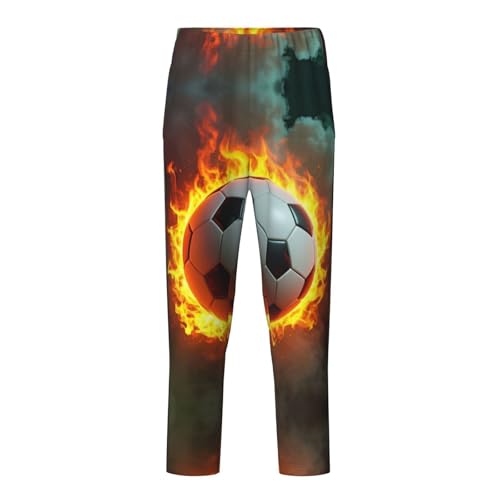 Pajama Pants Pajama Bottoms with Elastic Waistband Sleepwear Lounge PantsFire Soccer Football