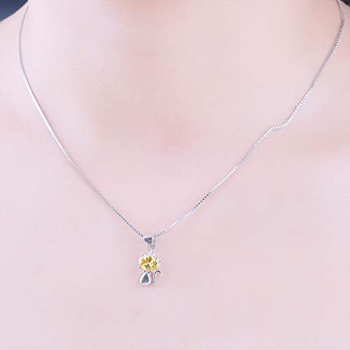 Collier chat mignon en citrine jaune et argent. Style délicat - 5