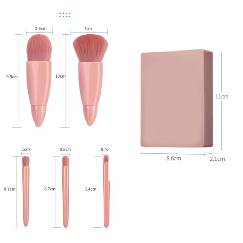 Kit Pinceis De Maquiagem, Um Pincel Para Base + Um Estojo de Maquiagem Com Espelho E Cinco Pinceis [