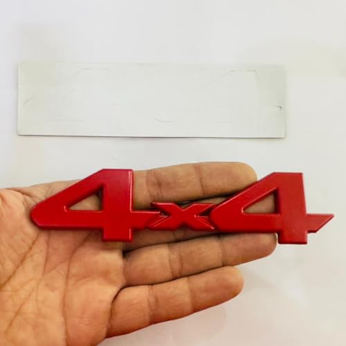 Image of Emblems for Car & Bike Metal Lo.go and Grill Me.tal Lo.go, Auto Accessories for Car Emblem 3D Badge Auto Racing Sport Sticker Grand Tourer Decal. (4x4 RED Metal Sticker)
