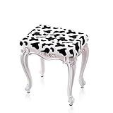 Vanideaoty Black and White Cow Stool Covers Square 2 Pack Rectangle Jacquard Vanity Stool Cover Kitchen Island Chairs Cushion Protector Stool Covers for Bathroom