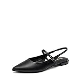 DREAM PAIRS Slingback Flats for Women, Pointed-Toe Elegant Women's Ballet Flats with Buckle Strap, Classic Low Heel Dress Shoes,Size 8,Black,SDFA26008W