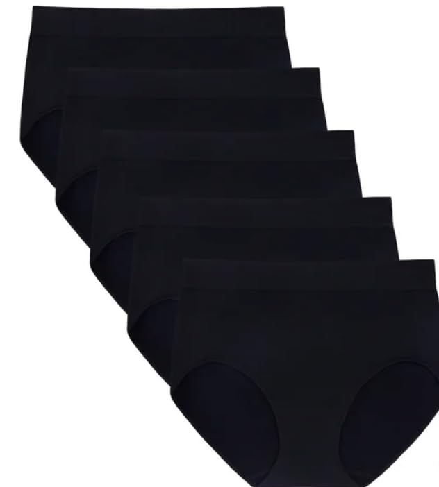 Carole Hochman Ladies' Seamless Brief, 5-pack, Black, X-Large