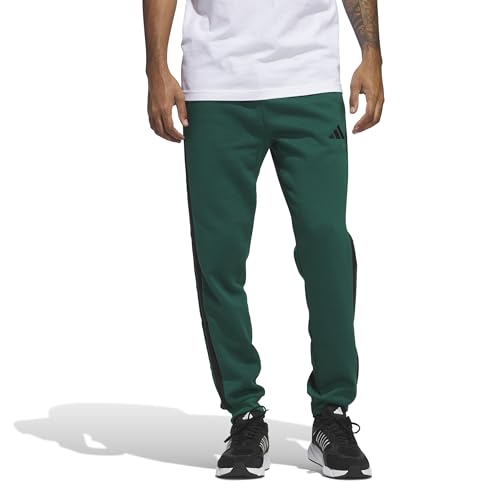 Orli a coste Adidas Homme Essential Three Stripes Fleece Pant, Collegiate Green/Black, L
