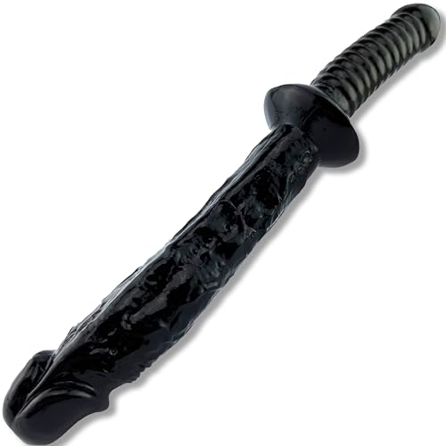 Realistischer Dildo Schwarz 30 cm 310 g aus PVC 18,5 cm big Dildo-Ende & 11 cm Griffstück Vaginal & Anal für Frauen & Paare Dickes Sexspielzeug für doppelte Stimulation sex toy FOPS D15-6