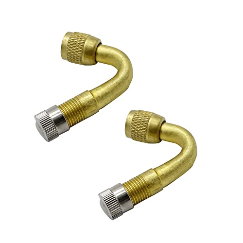 Image of 2PC Universal 45 Degree Tire Valve Extension Adapter Brass Air Tyre Extension