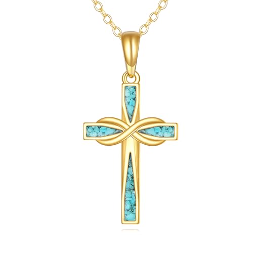 14K Real Gold Cross Necklace for Women 14k Yellow Gold Cross Pendant Necklace Cross Religious Jewelry Gifts for Women