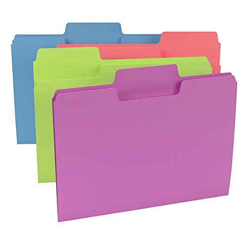 Smead SuperTab File Folder, Oversized 1/3-Cut Tab, Letter Size, Assorted Bright Colors, 24 per Pack (11957)