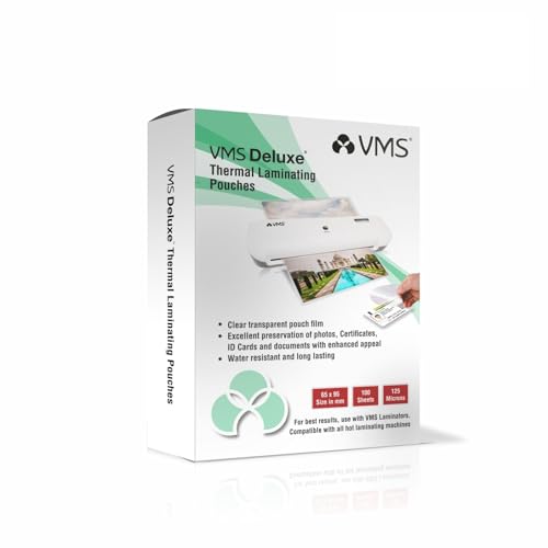 Image of VMS Deluxe Thermal Lamination Pouch 65mmx95mm 125 Micron Pack of 1 (100 Sheets) for Id Card Size