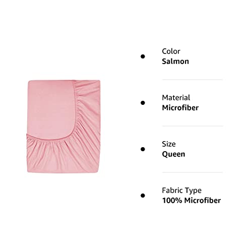 Comfy Basics Prime Deep Pocket Fitted Sheet - Brushed Velvety Microfiber - Breathable, Extra Soft And Comfortable - Winkle, Fade, Stain Resistant (Salmon, Queen) #TOP2