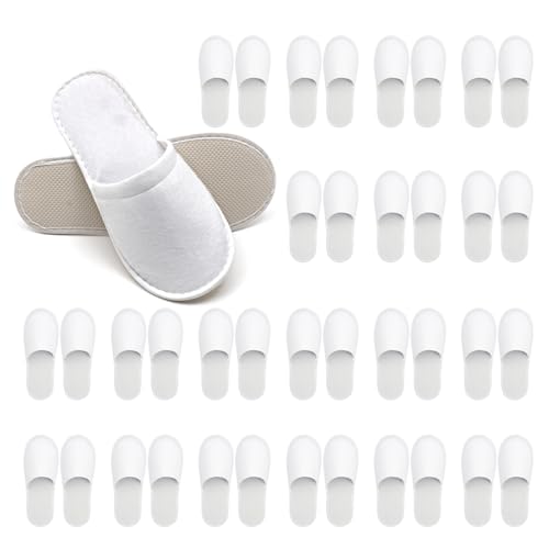 WPPQWP 20 Paar Hotelslipper Gästehausschuhe Set Hausschuhe Gäste Weiß Einweg Slippers Damen Herren Universalgröße Tragbare