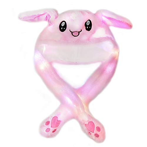 WEIHUIMEI - 1 Gorro de Peluche con Capucha para Mujer, Pink with LED