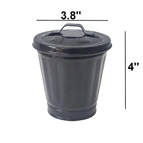 Image of Mini Trash can & Iron Garbage can Pencil Cup Holder 2pcs (Black)