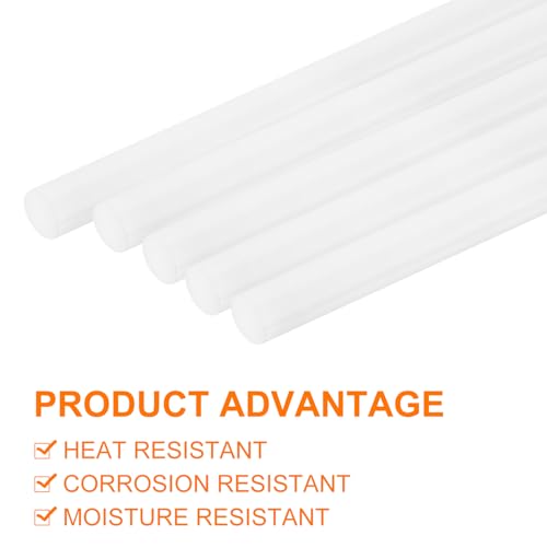 Image of uxcell 5 Pcs White Plastic Rods 12 x 500mm ABS Styrene Round Stick Round Solid Bar DIY Model for DIY Toys Building Making Architectural Model Making