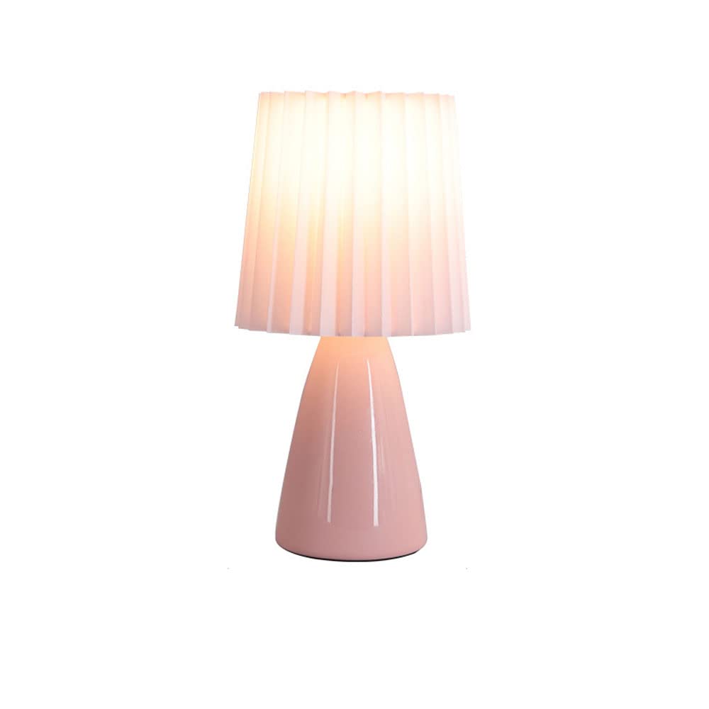 SGKOMN Table Lamps For Bedroom, 12.2" Ceramic Bedroom Lamp For Bedside, Farmhouse Nightstand End Table Lamp With Lampshade Decoration,Living Room-B