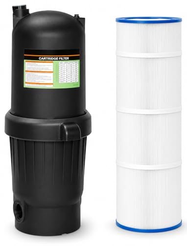 XtremepowerUS 175 sq/ft Swimming Pool Cartridge Filter In-Ground Pool/Spa Swimming Pool Filter for Pool Up to 52,800 Gallons, Pressure Gauge, Filter Included, 2' Inlet/Outlet
