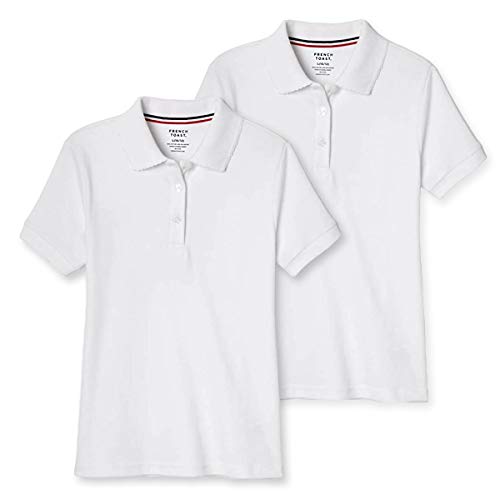 French Toast Kid Girls Short Sleeve Polo Shirt 2 Piece Set Size X-Large (14/16) Color White