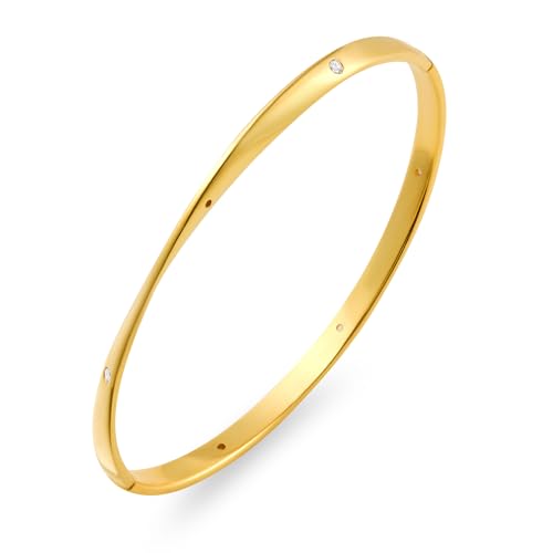 Cicy Bell Gold Plated Bracelets for Women Trendy Minimalist Stackable Bracelets Jewelry Gifts
