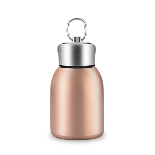Boziee Termo pequeño de acero inoxidable 280ML, sin BPA, termo portátil para bebidas calientes y frías (oro rosa)