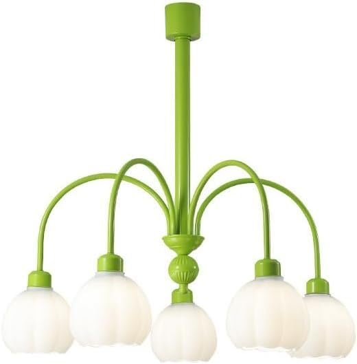 Lustre vert en verre à 5 lumières - Plafonnier Spoutnik moderne et rond