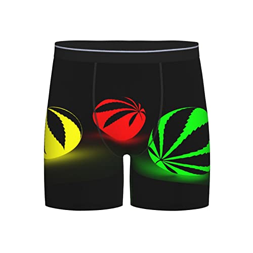 Herren 3D Pouch Boxershorts 3D Neon Weed Balls Weihnachten Unterwäsche Stretch Shorts für Männer, Freund, Papa, Schwarz , M