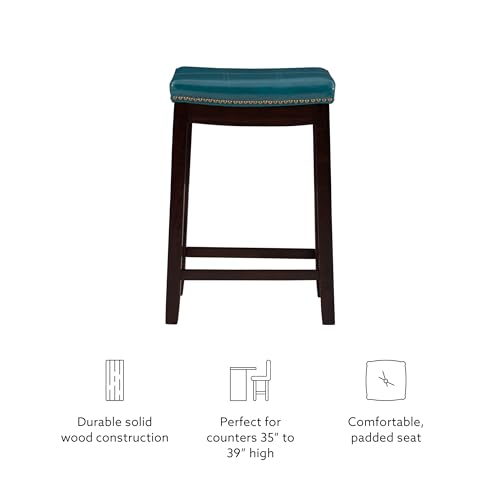 Linon Carson Blue Backless Counter Stool, Brown - Image 15