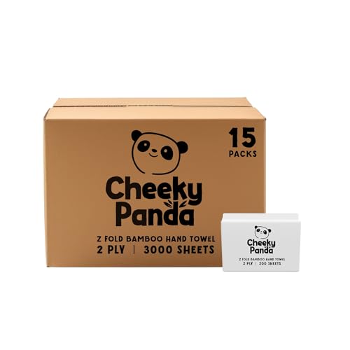 The Cheeky Panda Bamboo Z Fold Paper Towels | 3000 Sheets (15 Pack of 200) 2 Ply Paper Hand Towels for Dispensers | Plastic Free & Sustainable