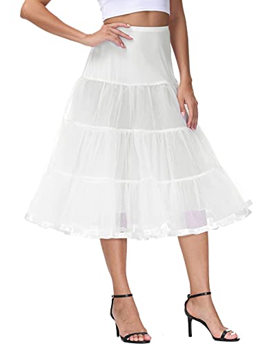 Vanrose Jan Calf Length Petticoat 30 inch for Women Fluffy Tutu Skirt 50s Vintage Underskirt Crinoline