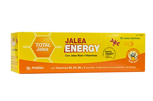 Sk Pharma-Jalea Real Total Energy–Multivitamínico Con Jalea Real-Vitamina C-Energía Y Vitalidad –Reduce Cansancio Y Fatiga -Aumenta Defensas Y Refuerza Sistema Inmunitario- Hda 2,1%-12 Viales Bebibles