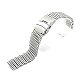 KTRSAVSSA Correa milanesa universal de acero inoxidable con hebilla plegable, 18 mm, 20, 22 y 24, accesorios for pulseras(Silver,20mm)